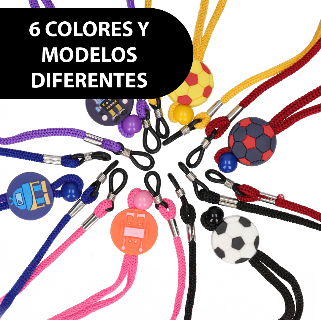 CORDÓN GAFAS  INFANTIL AJUSTABLE 6uds